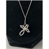 Image 2 : Diamond Cross Angel Wing Sterling Silver Necklace - 1" Pendant 20" Chain - Makers Mark Initials in a