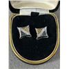 Image 2 : Quality 925 Sterling Silver - 98 Blue White Yellow Diamond Earrings - Screw Back Studs - .5" X .5" -
