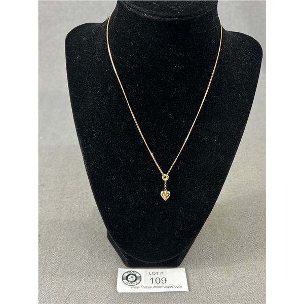 10k Yellow Gold Curb Link 16  Chain & 1  Pendant 2.24 Grams - Tested