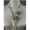 Image 2 : Stunning Statement 36" 4 Strand Genuine Pearl, Jade? Lariat Necklace - Show Stopper