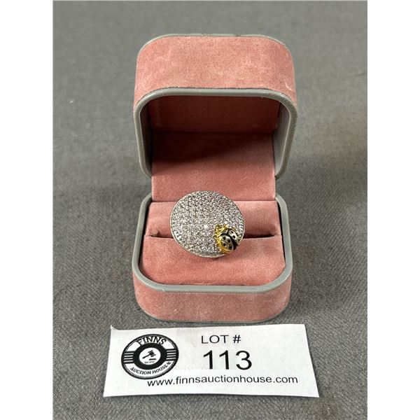 Beautiful 925 Sterling Silver CZ 1  Dome Ladybug Ring Size 8 - Tested