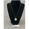 Image 1 : Gold Over 925 Sterling Silver 18" Curb Link Chain & 1" Gold Over 925 Sterling Silver MOP Pendant - T