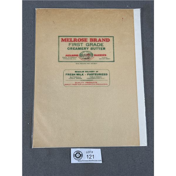 Unused Vintage Butter Wrapper Melrose Dairies Vancouver