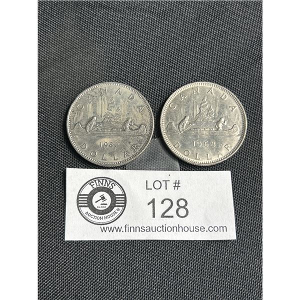 2 Old Canadian Silver Dollars 1968 & 1981