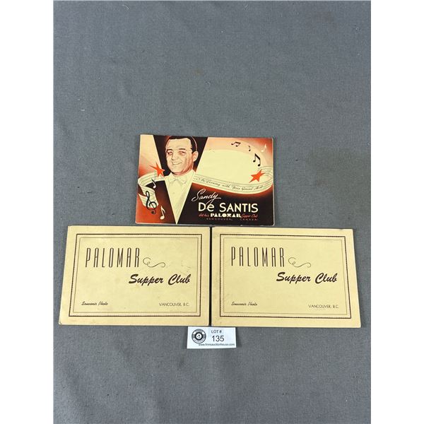 3 1940's & 50's Palomar Supper Club Photo Folders