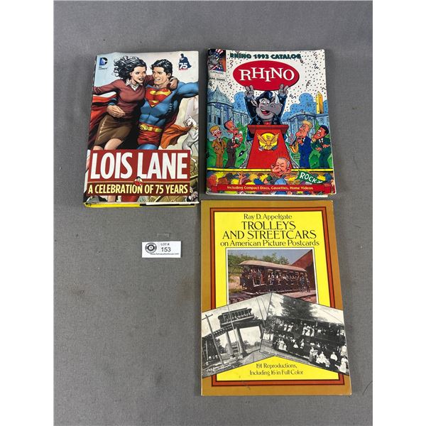 3 Books -  DC Comics Lois Lane A Celebration Of 75 Years (as found) Trolleys/Streetcars Postcards & 