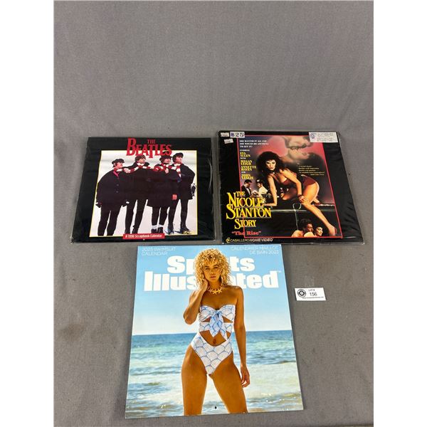 2 Calendars - 2023 Swimsuit, 1996 (Sealed) The Beatles & LaserDisc "The Nicole Stanton Story: The Ri