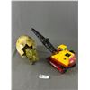 Image 1 : Metal Tonka w/ Plastic Parts Crane Toy.  (as found) & Baby Dinosaur Hatching (Approx. 13"L)