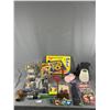 Image 1 : Lot Of Assorted Finds - Oil Candles w/ Lamp Shades, DVD's, Souvenier Stickers & More