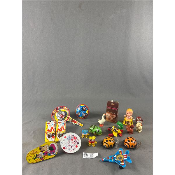 Assortment Of Vintage Wind Up & US Metal Toy Mfg. Co Tin Noise Makers