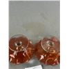 Image 3 : 2 Late 1800's - Early 1900's Hand Blown w/ Clear Stem Pink Ruffled Trinket Dishes. Approx. 4.5" D x 