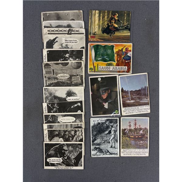 Assorted Vintage Collector Cards Including 1965 "King Kong"  In Acrylic Case