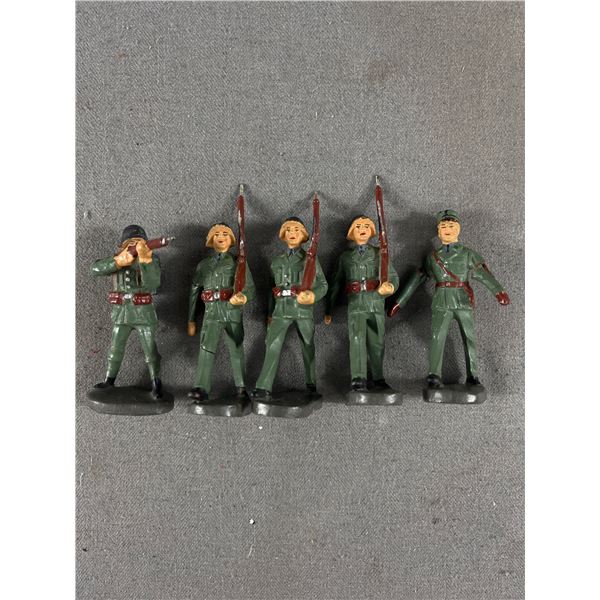 Group Of 5 Elastolin Toy Soldiers
