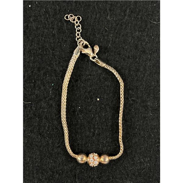 Very Nice Stone Set Sterling Brace w/ Gold Wash