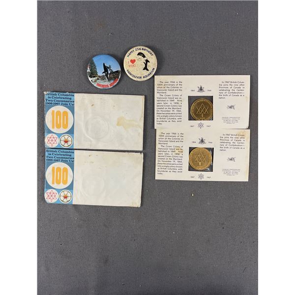 2 1967 Centennial (Canada) Medallions w/ Card & Envelope