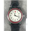 Image 3 : Vintage Swiss Army Watch w/ Red Bezel Date Dial. Leather Watch Band. Needs Battery