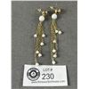 Image 1 : Lovely Gold Over Sterling Silver w/Milk Glass Beads Dangling On Chains Pair Of Earrings Marked 925 I