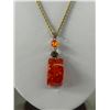 Image 2 : Vintage Amber Rendant w/ Twisted Chain Necklace