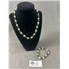 Image 1 : Magnetic Black Beads & Pearls Choker Necklace & Matching Bracelet Set