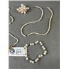 Image 3 : 2 Strands Of Genuine Pearls, 2 Bracelets & Brooch