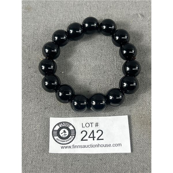 Heavy Large Black Onyx Stone Beads Bracelet