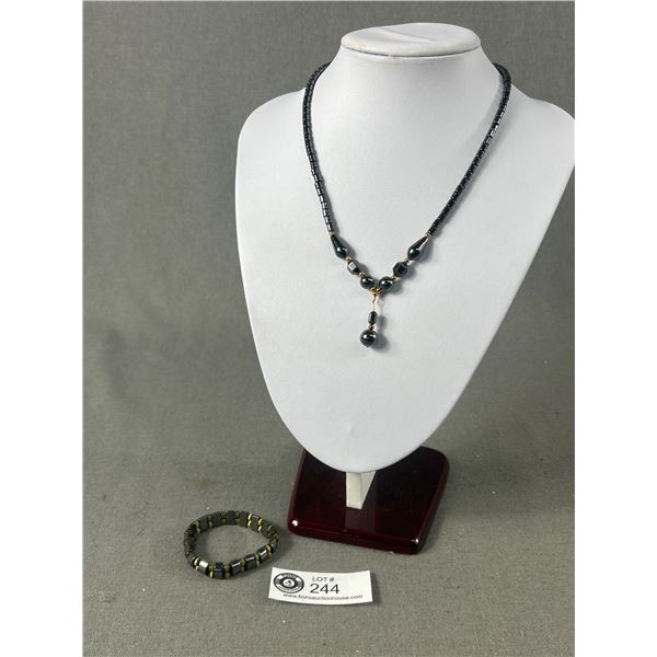 Black Alaskan Diamoned Beads Necklace & Bracelet