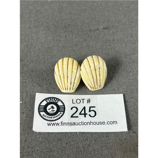 14K Gold Genuine Ivory Pair Of Earrings