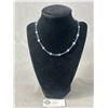 Image 1 : Silver w/ Blue Beads Links Necklace, Marked 925
