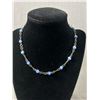 Image 2 : Silver w/ Blue Beads Links Necklace, Marked 925
