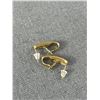 Image 3 : Lovely Gold w/ Tiny White Stones Pair Of Earrings, 14K Gold Studs, Marked 14K