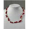 Image 3 : Dark Red Coral & Genuine Pearls Necklace & Matching Earrings Set
