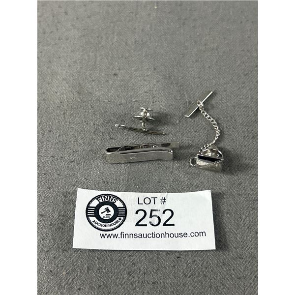 Vintage Sterling Silver Boeing Tie Pin & Anson Pat.Pend. Sterling Tie Bar