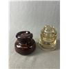 Image 3 : 4 Large Insulators - 3 Dominion Glass & 1 Brown Ceramic