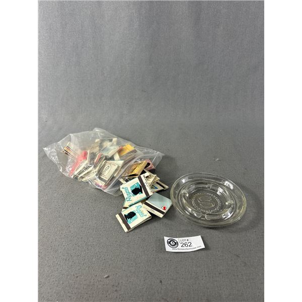 Vintage Sheraton Hotels Glass Ashtray & Nice Assortment Of Vintage Match Books