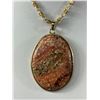 Image 2 : Large Lace Agate Stone Pendant w/ Heavy & Long Chain Necklace
