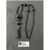 Image 1 : Extra Length Faceted Crystal Beads w/ Chain Necklace w/ Tassel