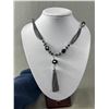 Image 2 : Extra Length Faceted Crystal Beads w/ Chain Necklace w/ Tassel