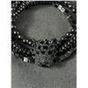 Image 2 : Gorgeous Rhinestones Panther Or Tiger Head w/ Black Beads Bracelet