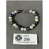 Image 1 : Genuine Black, Grey & White Pearls Bracelet w/ Original Silver Filligree Clasp