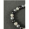 Image 2 : Genuine Black, Grey & White Pearls Bracelet w/ Original Silver Filligree Clasp