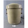 Image 1 : Vintage 5 Gallon Alberta Potteries Stoneware Crock Pot w/ Lid & Wire/Wood Handles. NO SHIPPING. Appr