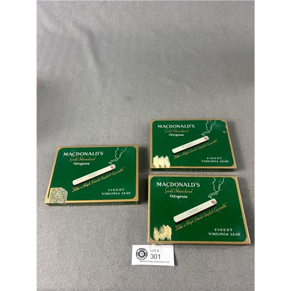 3 Vintage MacDonald's Cigarettes Tin Boxes