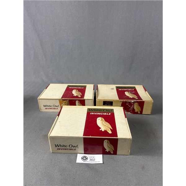 3 Vintage White Owl Cardboard Cigar Boxes