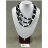 Image 1 : Vintage Triple Strand Of Black & Milk Glass Beads Necklace w/ Original Clasp