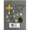 Image 1 : Beautiful Vintage Crucifix Cross Pendant & Various Other Religious Jewelry