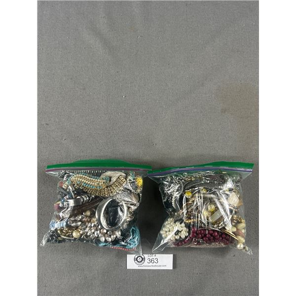 2 Bags Of Various Costume Jewelry & Parts