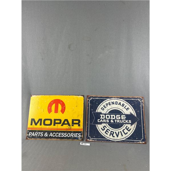 Mopar and a Dodge Trucks Sign
