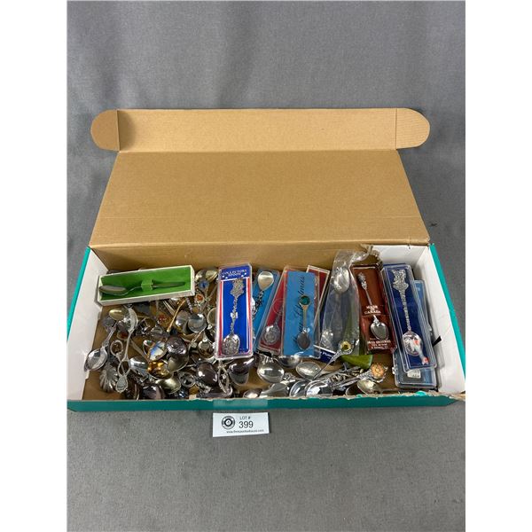 Small Box of Souvenir  Spoons. Some New in Packages.