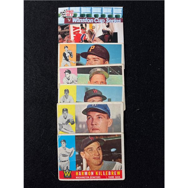Lot of 5 1960 Topps Baseball Cards Plus Patrick Roy and Richard Petty Cards
