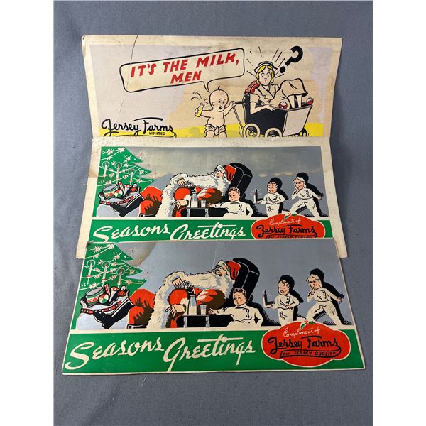 Lot of 3 Jersey Farms Cardboard Signs